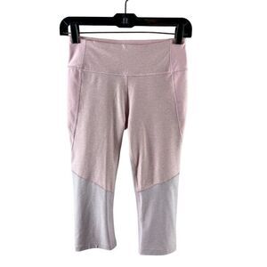 Outdoor Voices Colorblock Mid-Rise Cropped Leggings Small Pink Lavender Athletic